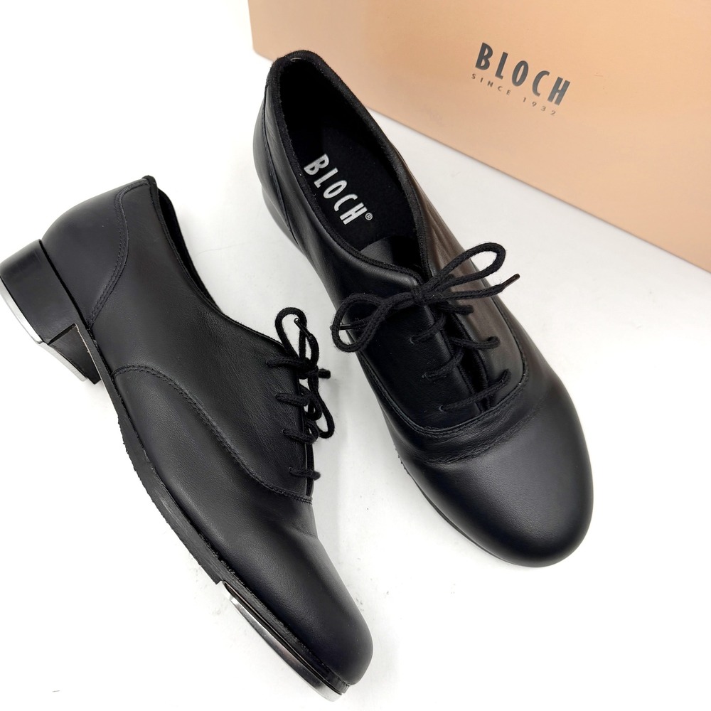 Bloch Respect Tap Shoes Black Leather Oxford Dance Women Size 8 NARROW